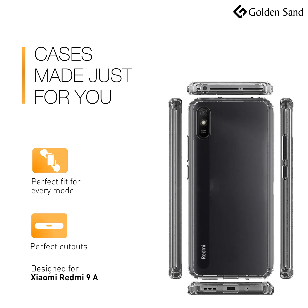 Golden Sand Just Clear Hybrid Series Back Case Cover for  Xiaomi Redmi 9A