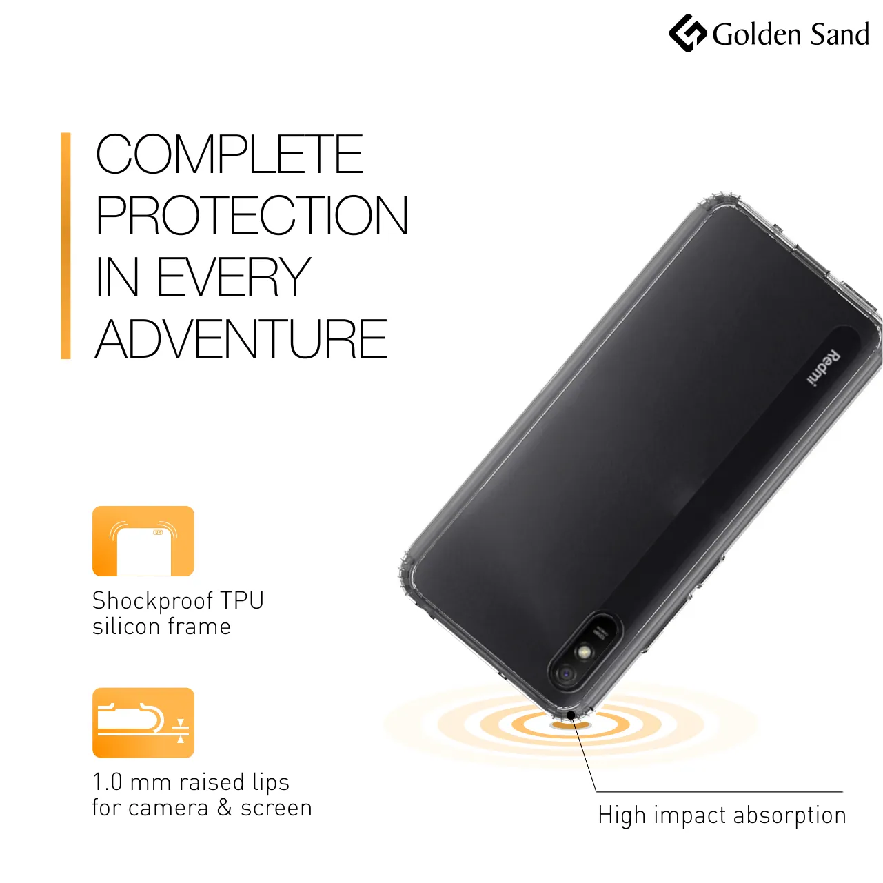 Golden Sand Just Clear Hybrid Series Back Case Cover for  Xiaomi Redmi 9A