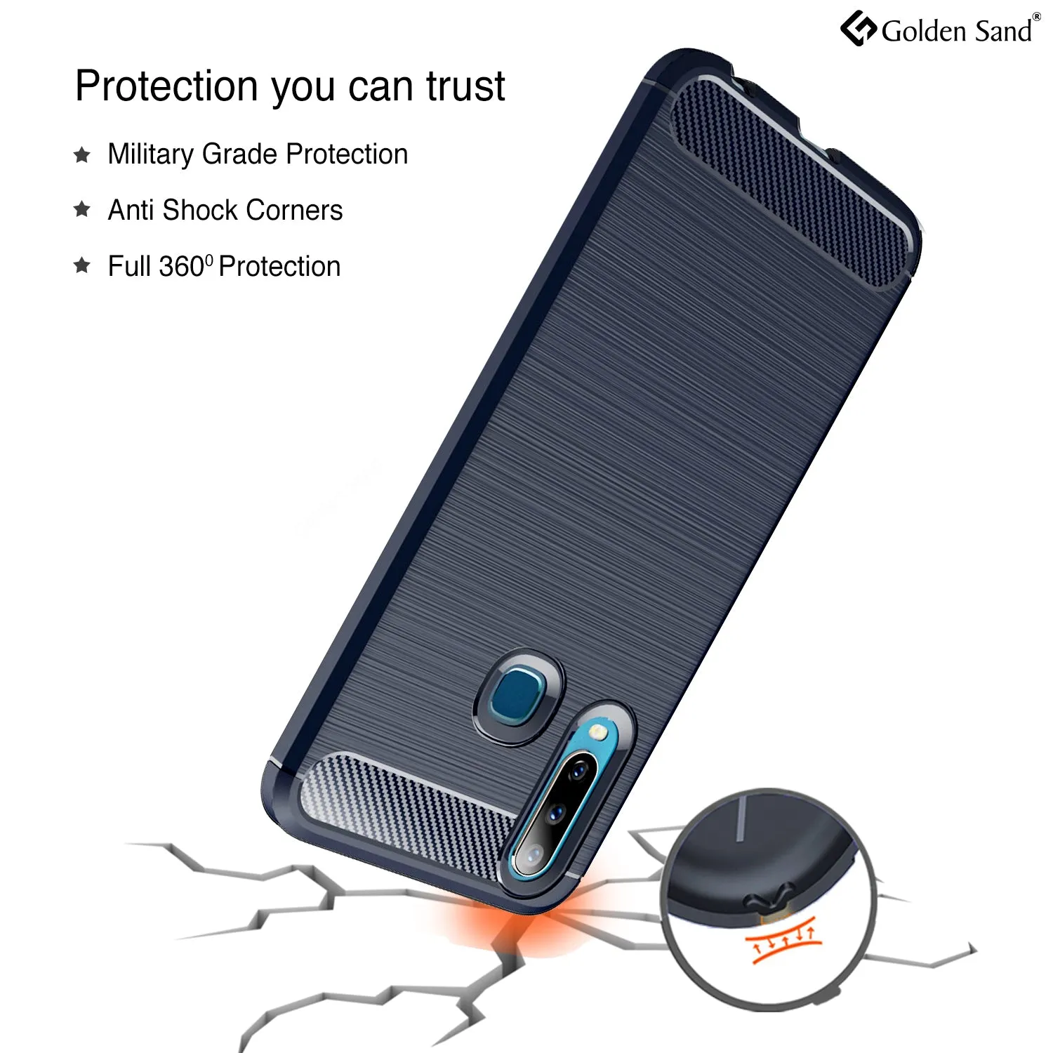 Golden Sand Shock Proof Armor Cover for Vivo U10, Vivo Y17, Blue