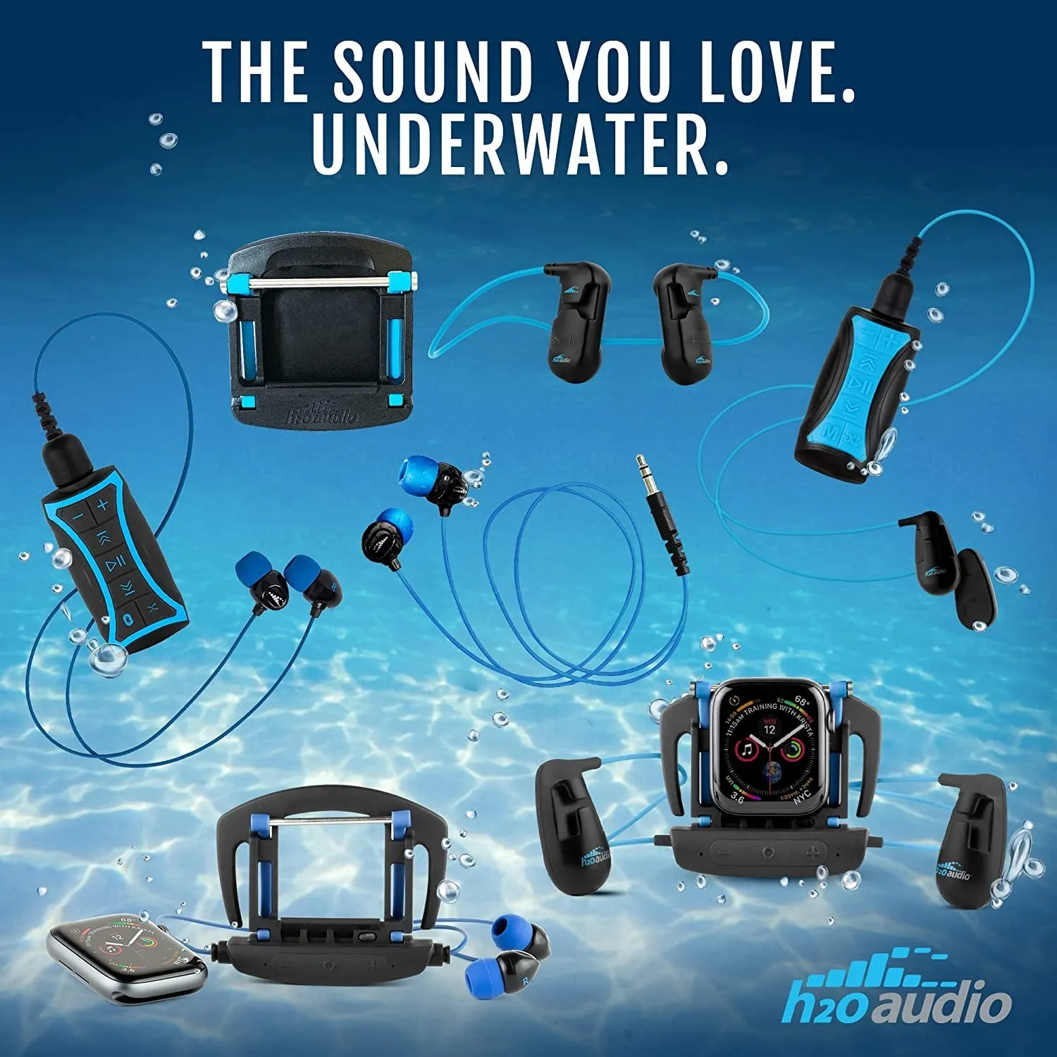 H2O Audio Stream 3 Dual Mode & Surge BC - Bone Conduction (Short Cord) | Waterproof MP3 Player with Bluetooth (MP8-DM-BC-S)