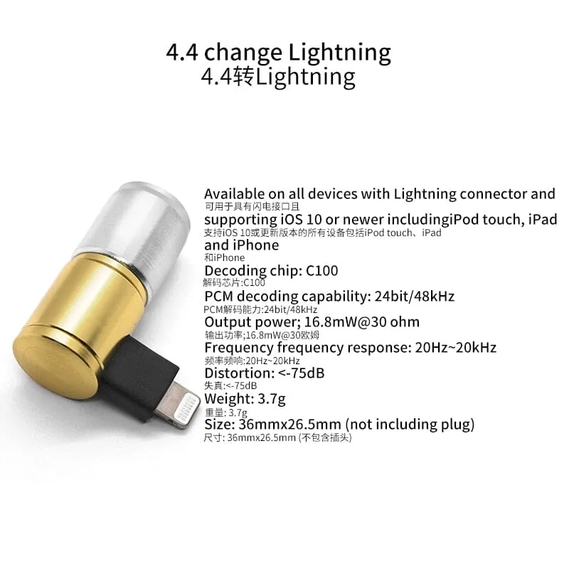 HAKUGEI HiFi Apple Android Adapter -TypeC / Lightning to 4.4mm Converter