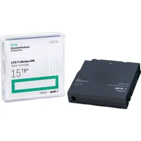 HPE LTO Ultrium-7 Data Cartridge - LTO-7 - Rewritable - 6.25 TB (Native) / 15 TB (Compressed) - 846 m Tape Length - 315 MB/s Native Data Transfer Rate - 750 MB/s Compressed Data Transfer Rate - 1 Pack