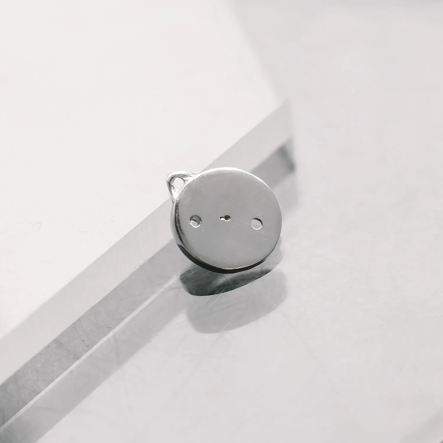 Initial Letter Engraved Two Gemstones Customisable Circle Charm Sterling Silver