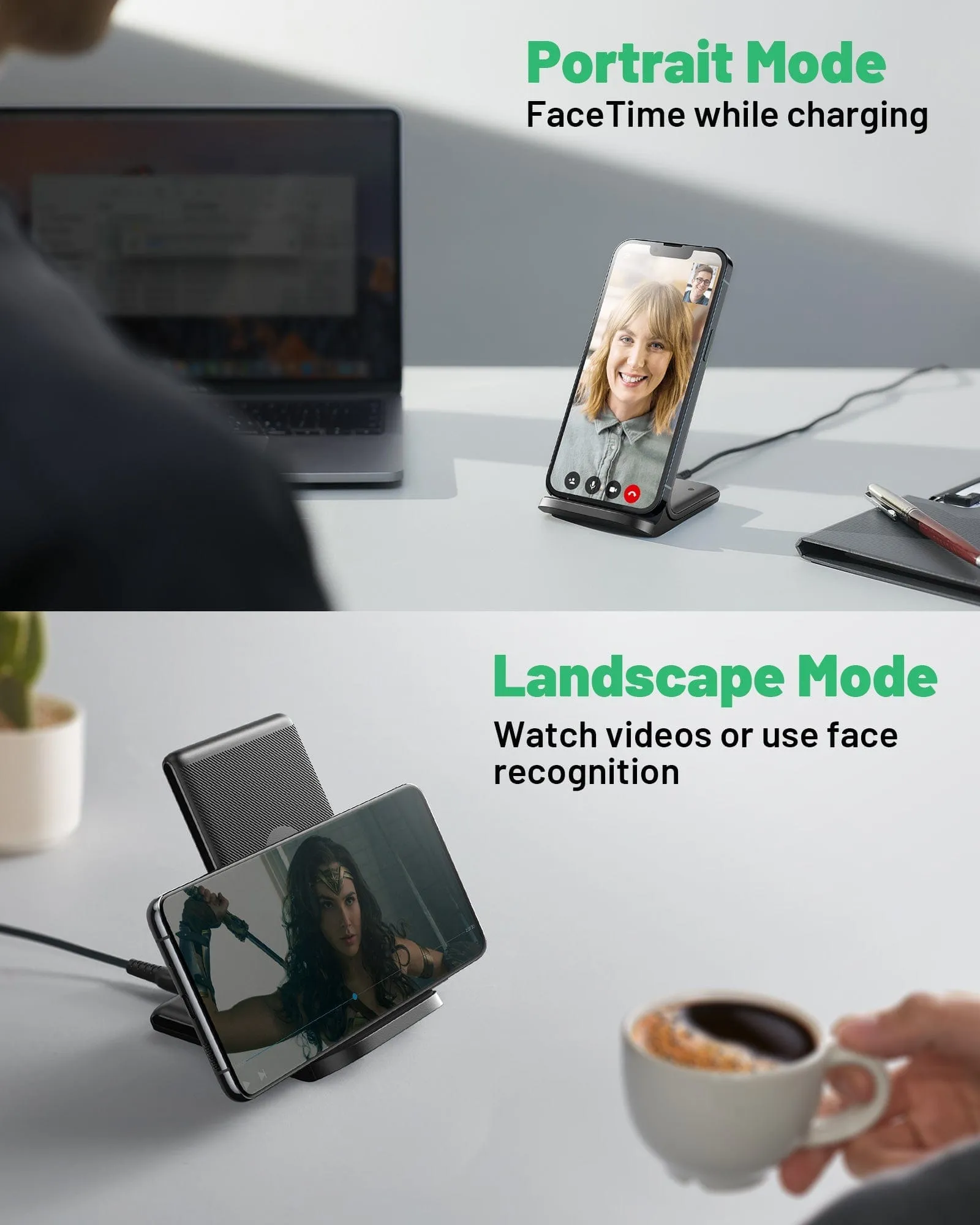 INIU I211 15W Qi-Certified Wireless Charger with Sleep-Friendly Adaptive Light