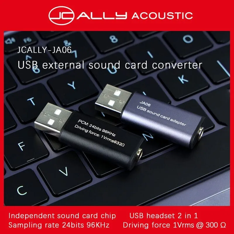 JCALLY JA06 USB External Sound Card Converter To 3.5mm Earphones With Mic Suitable