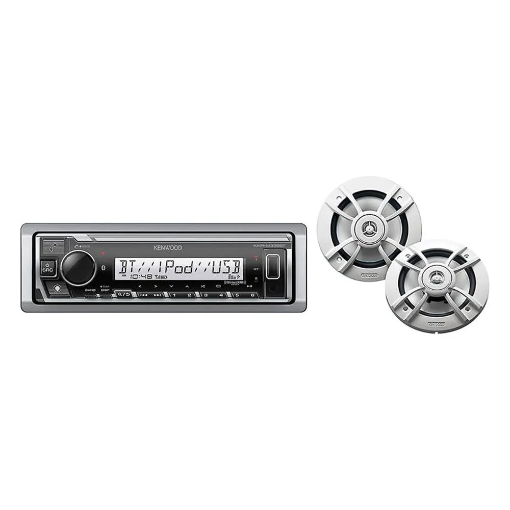 Kenwood PKG-MR382BT Marine CD Receiver and KFC-1633MRW 6-1/2" Marine Speakers