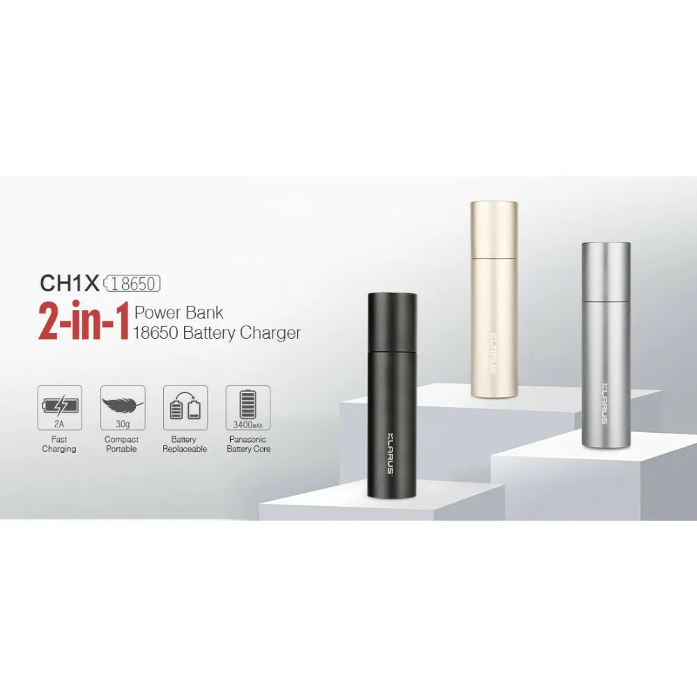 Klarus CH1X Multi-Functional Mini 2-in-1 Power Bank and Battery Charger - Gold