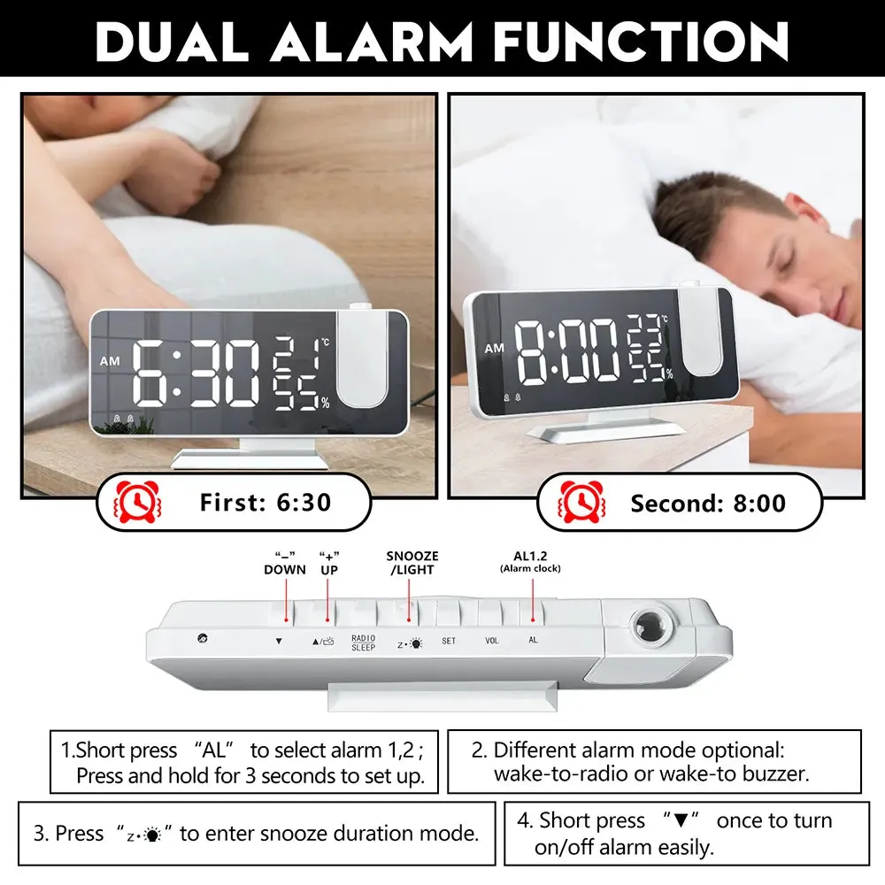 LED Digital Smart Alarm Clock Projector with FM Radio-LED Alarm Clock