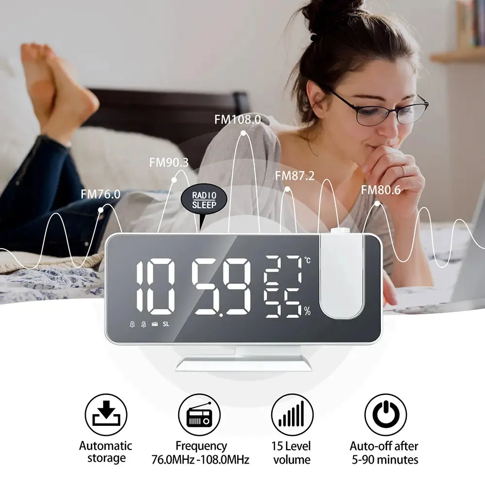 LED Digital Smart Alarm Clock Projector with FM Radio-LED Alarm Clock