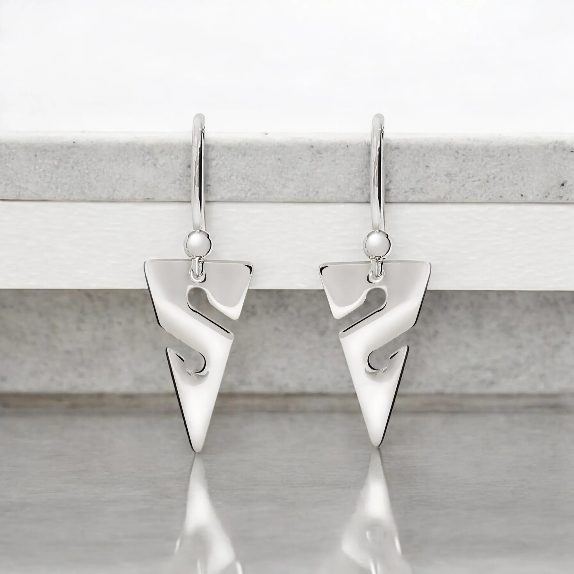 Line Arrow Sterling Silver Drop Earrings- Earrings for Scuba Divers, Cave Diver Line Arrow Sterling Silver Drop Earrings