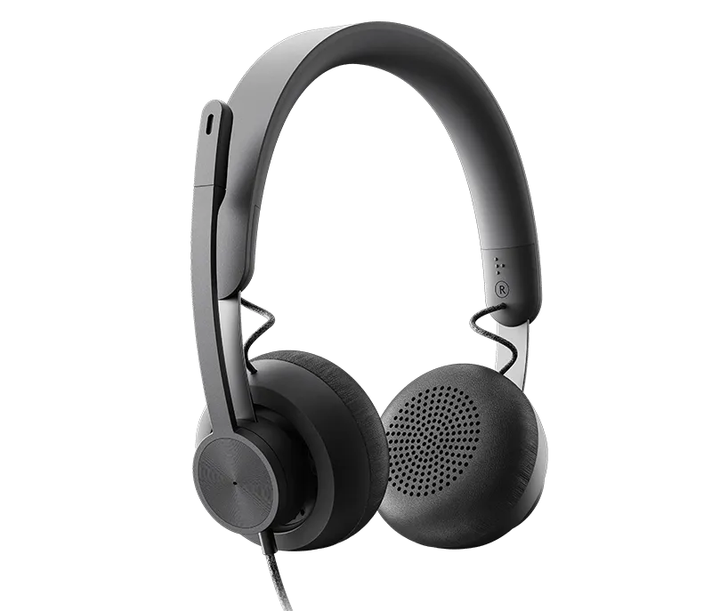 LOGITECH ZONE WIRED USB headset features premium audio drivers and advanced noise-canceling mic technology.