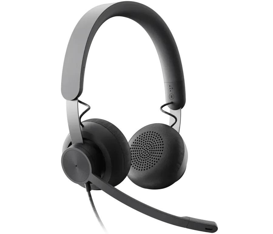 LOGITECH ZONE WIRED USB headset features premium audio drivers and advanced noise-canceling mic technology.