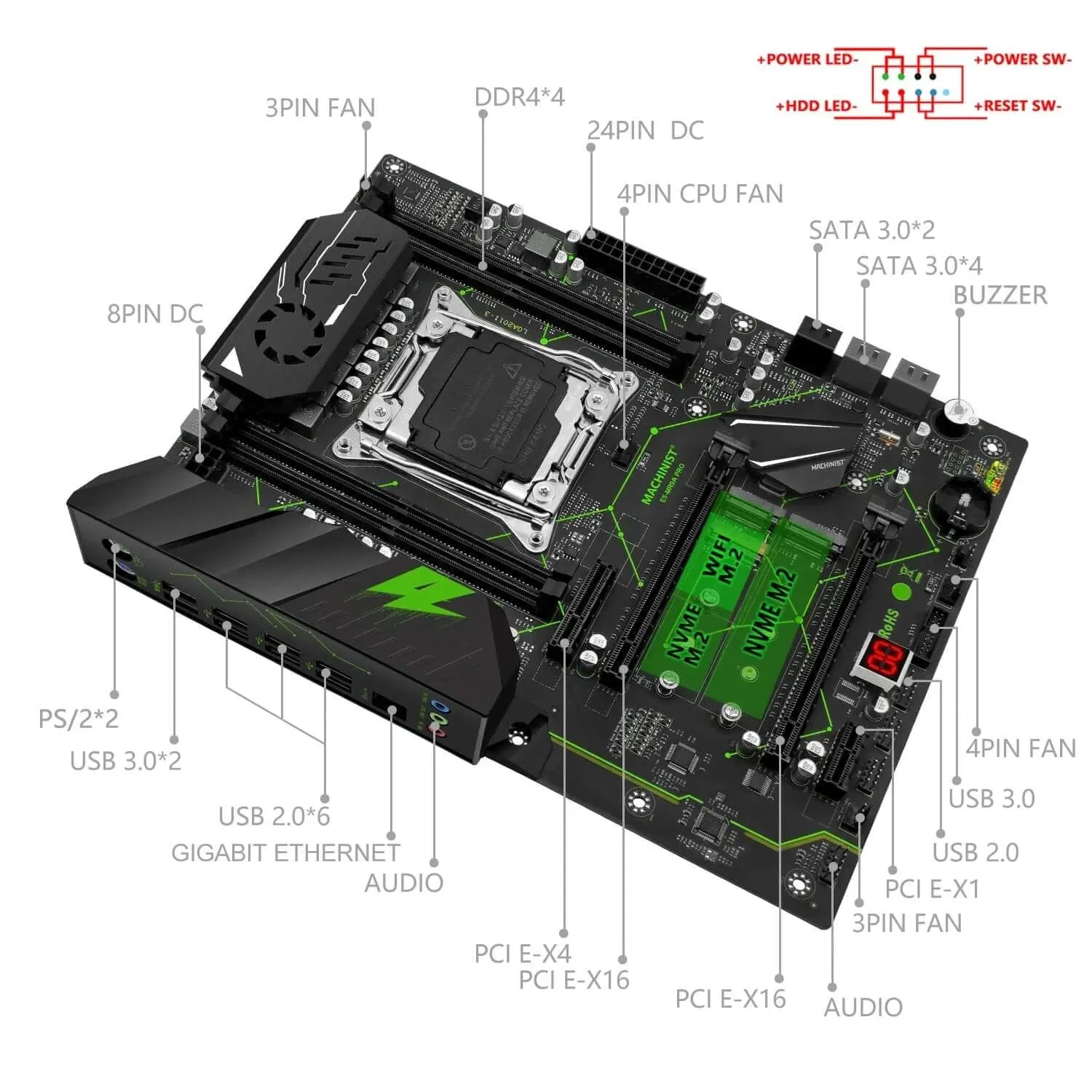 MACHINIST MR9A PRO X99 Motherboard Combo LGA 2011-3 Xeon E5 2666 V3