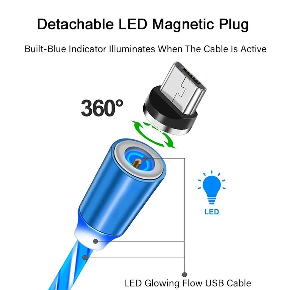 Magnetic Streamer LED Glow Lighting USB 8 Pin Fast Charger