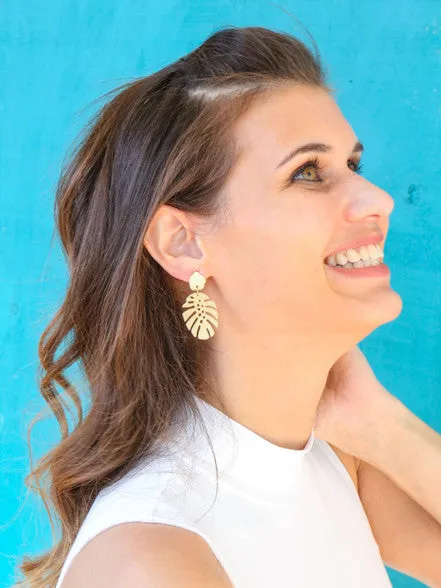 Monstera Stud Earrings