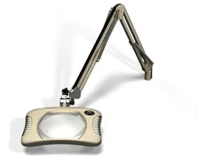 OC White 82300-4 Green-Lite&trade; LED Magnifier with 5.25" x 7" Rectangular, 4 Diopter Lens & Screw Base, Shadow White