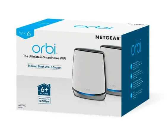 Orbi Tri-Band WiFi 6 Mesh System, 6Gbps, Router   1 Satellite (AX6000)
