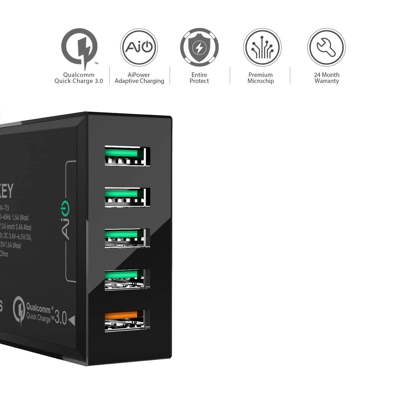 PA-T15 54W 5 USB port Qualcomm Quick Charge 3.0 Desktop Charger