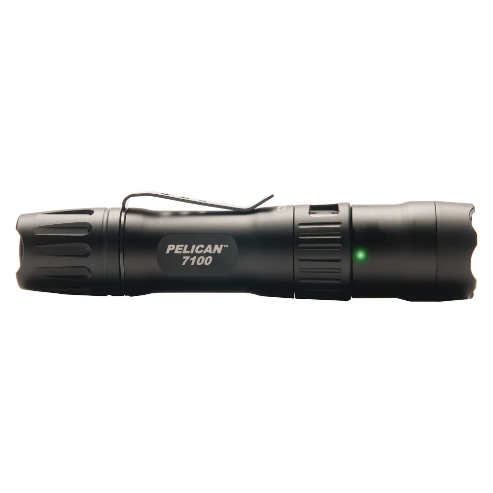 Pelican 7100 Tactical Rechargeable Flashlight LED Light (Black) w/ USB Adapters