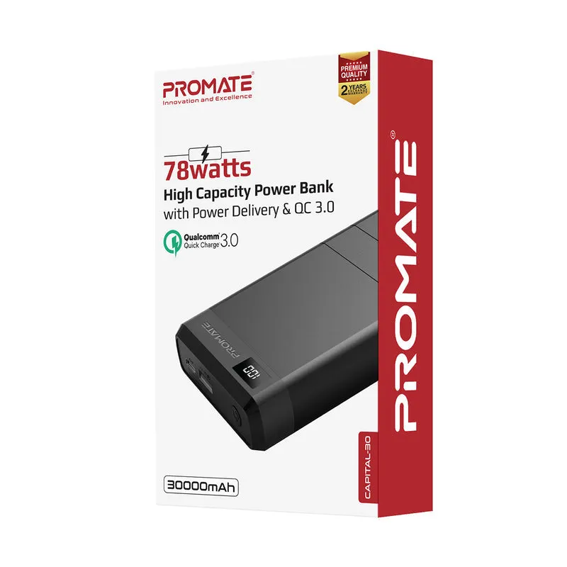 Promate Capital-30 78W High Capacity 30000mAh PowerBank
