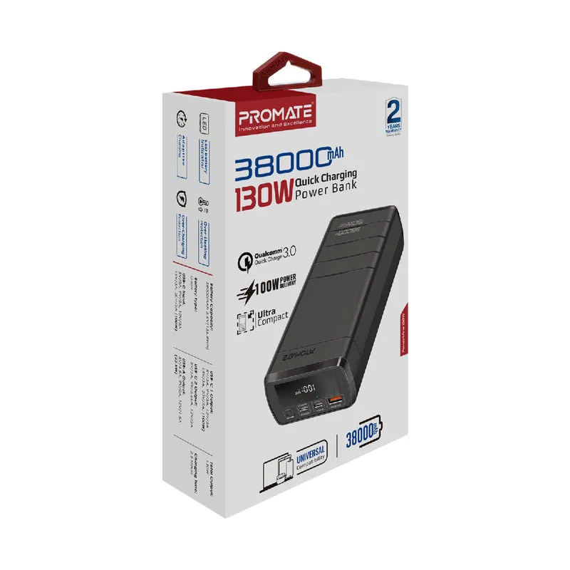 Promate PowerMine 130W Quick Charging 38000mAh Powerbank