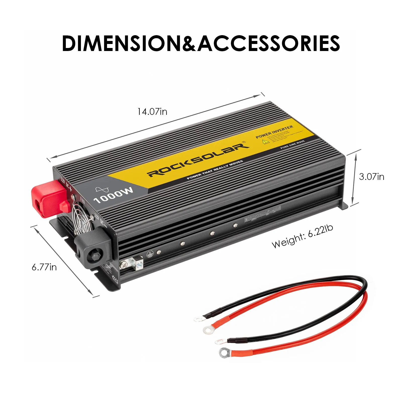 ROCKSOLAR 1000W 12V Pure Sine Wave Power Inverter with Remote Control Panel