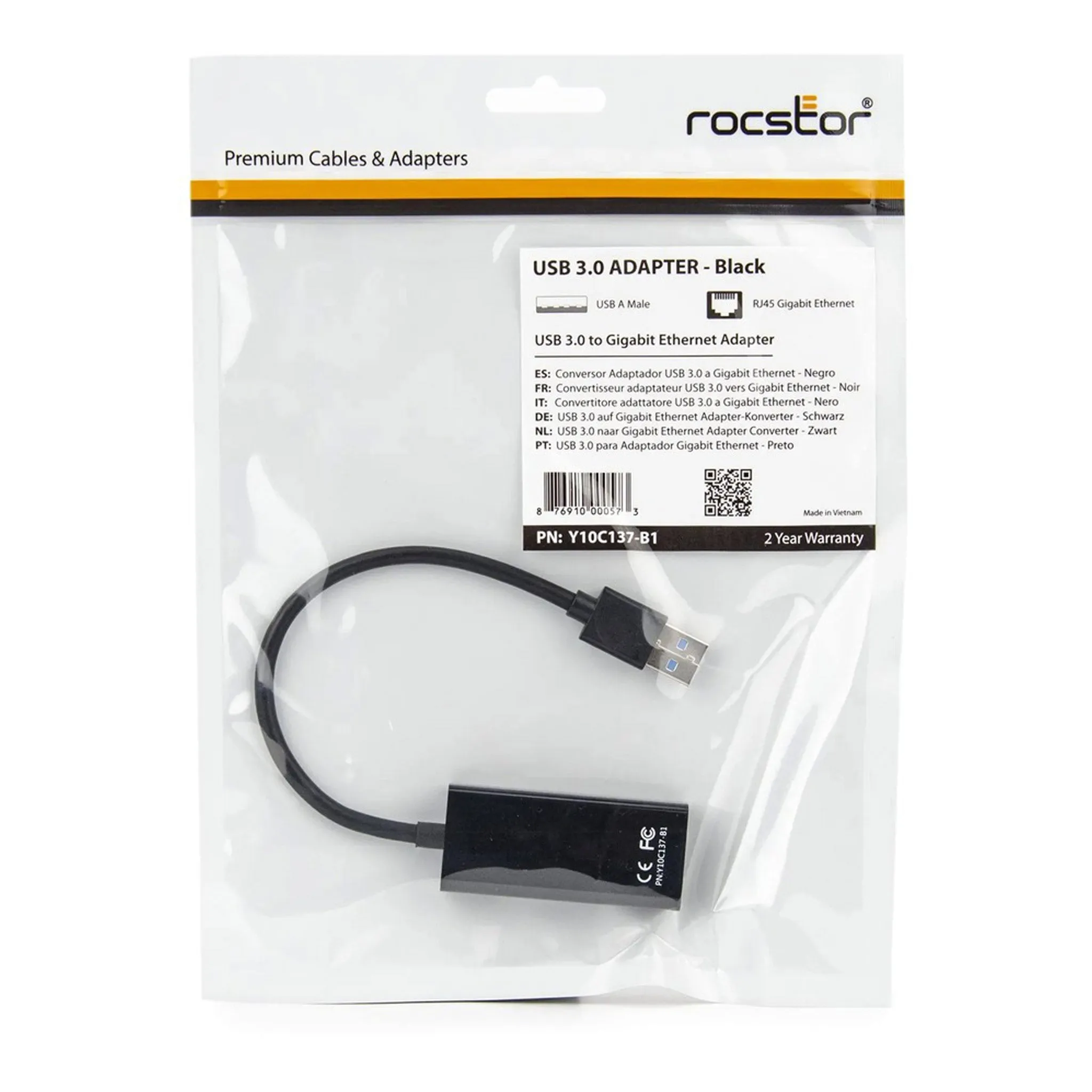 Rocstor Y10C137-B1 USB 3.0 to Gigabit Ethernet NIC Premium Network Adapter