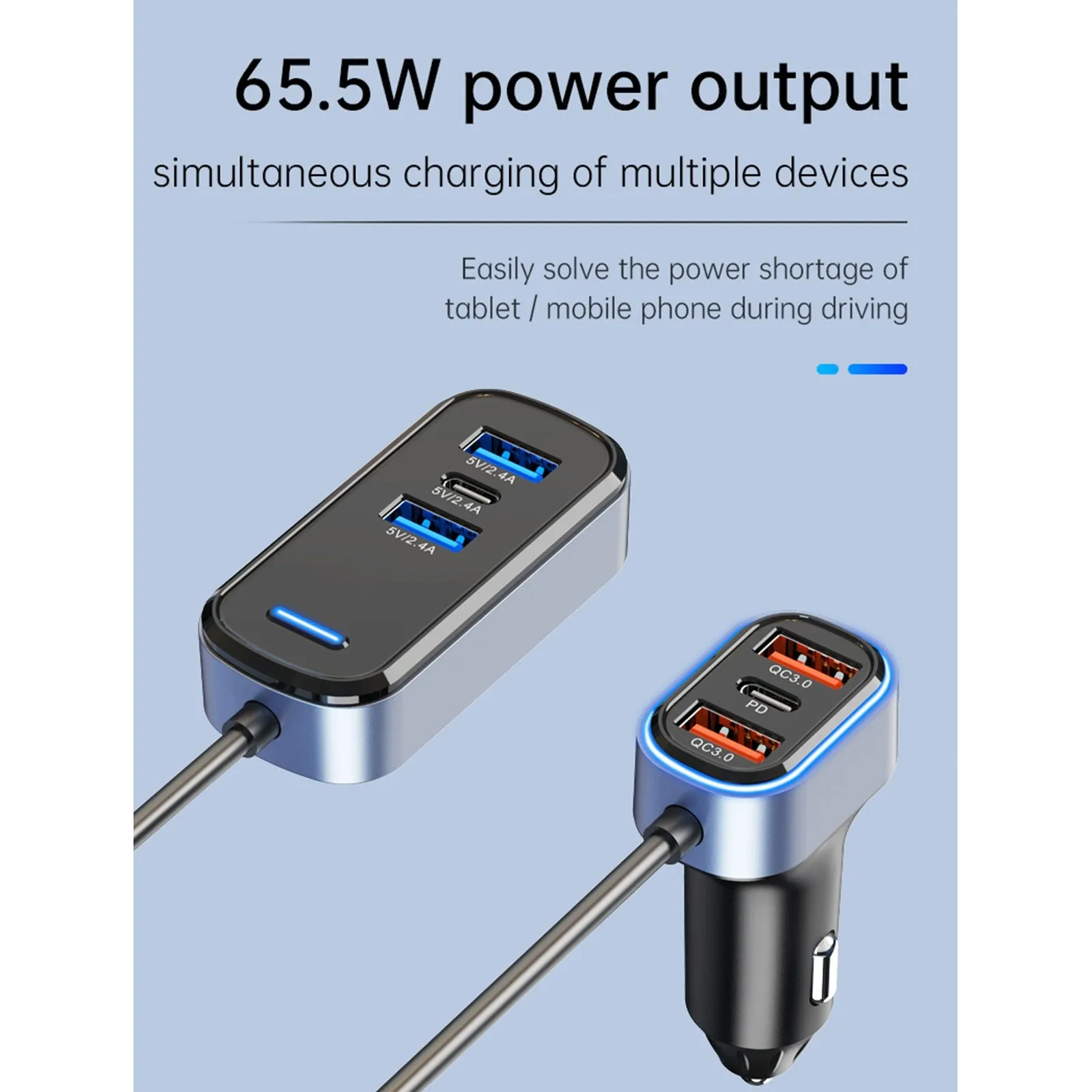 Sc05 Car Charger 65.5w High-power Pd/qc3.0 Fast Charging Voltage