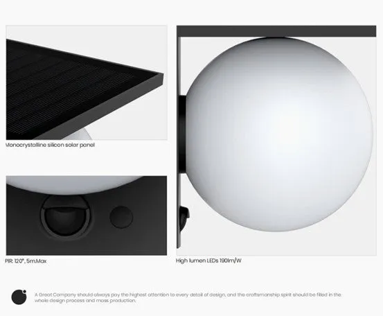 Spherical Wall Light With PIR #6980