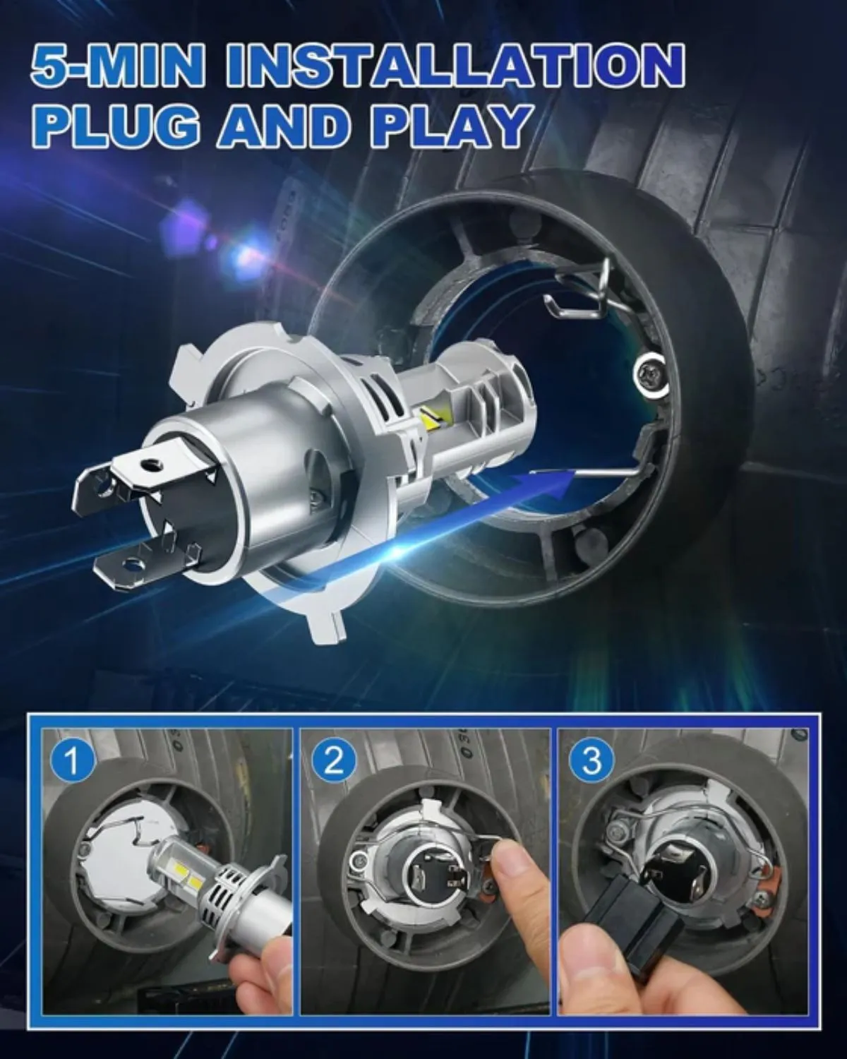 SUPAREE Upgraded H4 9003 LED Headlight Bulbs with Hi/Lo Beam