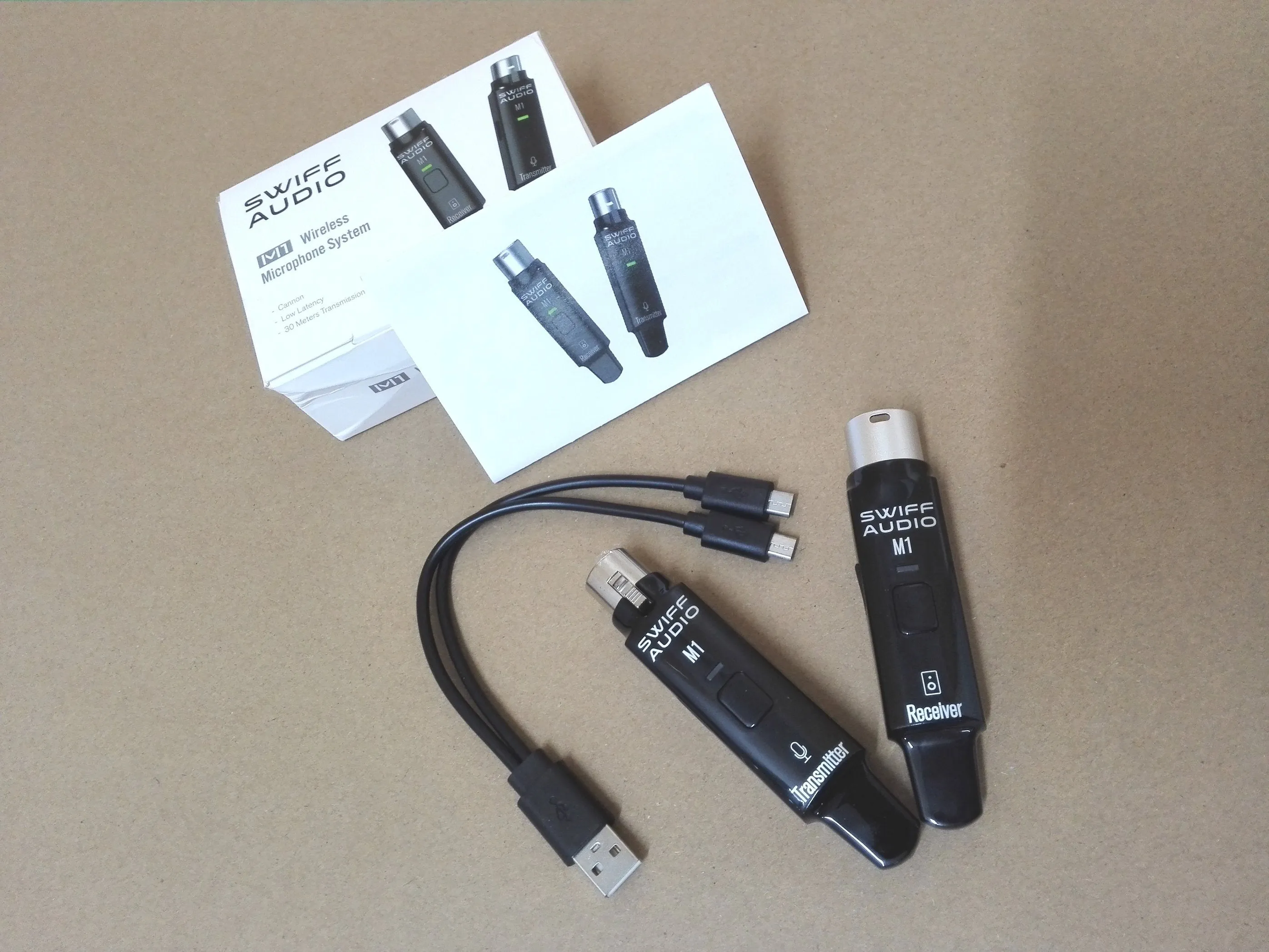 Swiff Audio M1 2.4GHz Microphone Wireless System,R1 T1,Rechargeable-Gloss Black