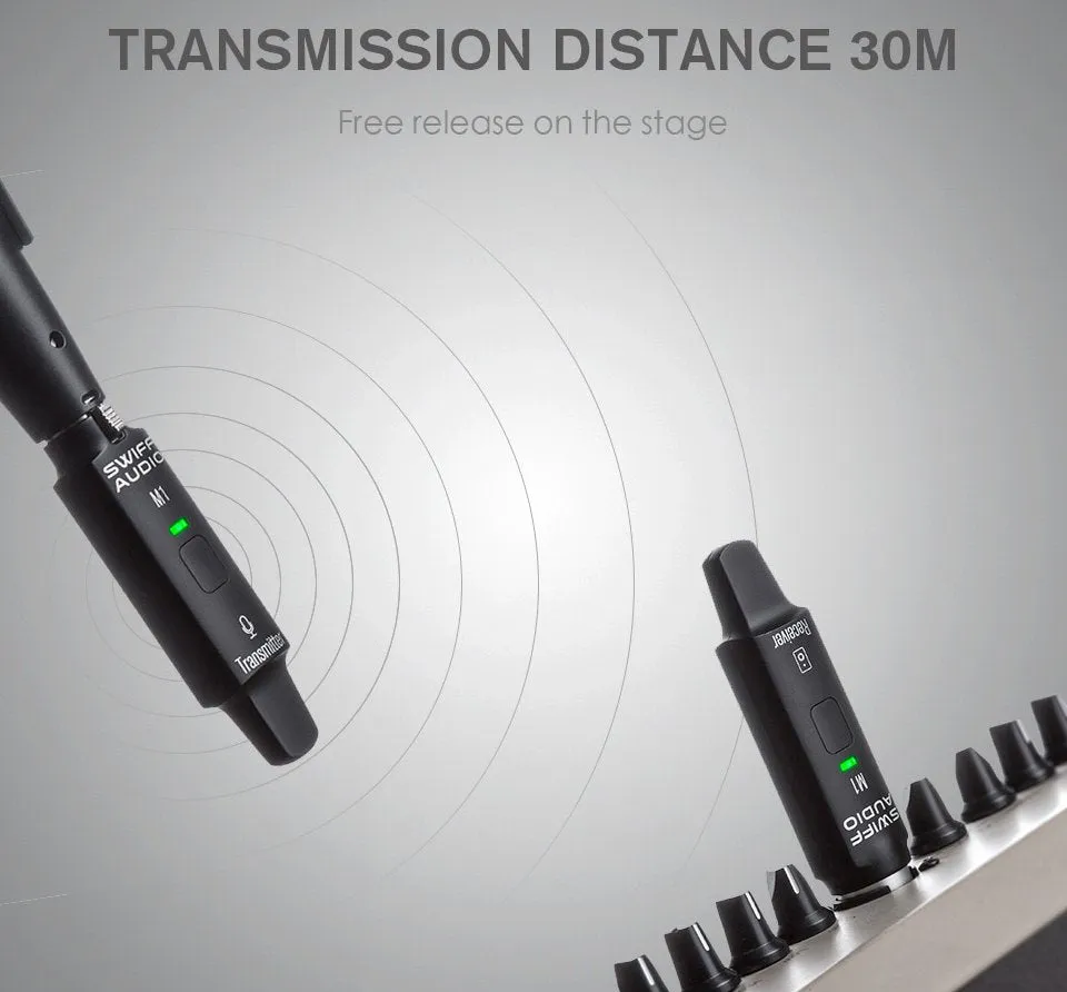 Swiff Audio M1 2.4GHz Microphone Wireless System,R1 T1,Rechargeable-Gloss Black