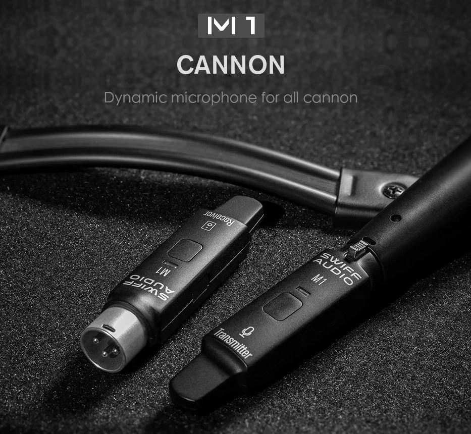 Swiff Audio M1 2.4GHz Microphone Wireless System,R1 T1,Rechargeable-Gloss Black