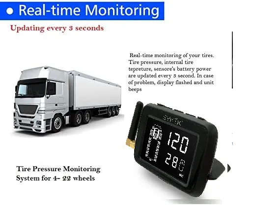 SYKIK SRTP901B TPMS for heavy duty RVs and trucks for up to 36 wheels