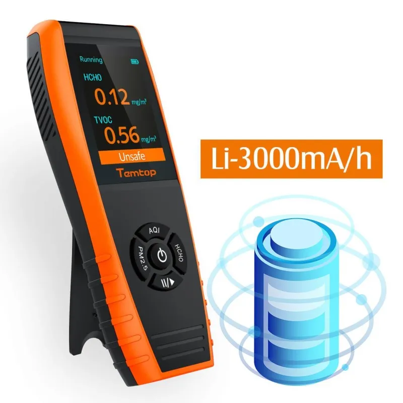 Temtop LKC-1000S  2. Air Quality Monitor for PM2.5 PM10 HCHO AQI Particles VOCs Humidity Temperature, Date Dxport