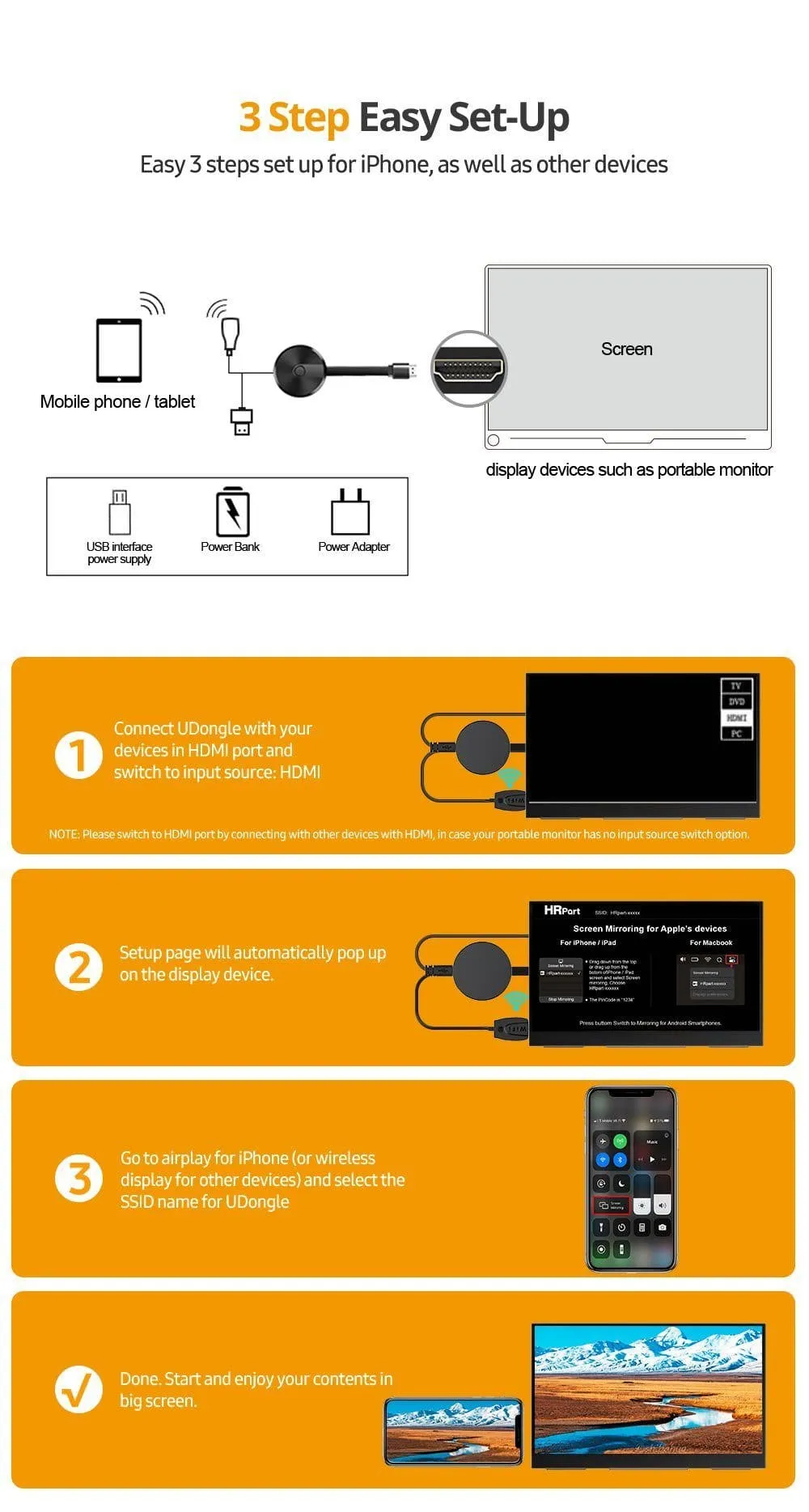 UAdapter - Miracast iPhone, Android, Universal Dongle | UPERFECT