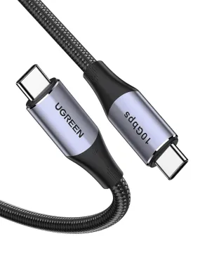 UGREEN 1m 100W PD USB-C 3.1 Gen 2 male to USB-C Cable, 10Gbps/4K@60Hz Video/Audio/Thunderbolt 3 Compatible for MacBook Pro/Air, Huawei Matebook, iPad Pro 2020, Chromebook, Samsung Galaxy S20/S10, Pixel (80150)