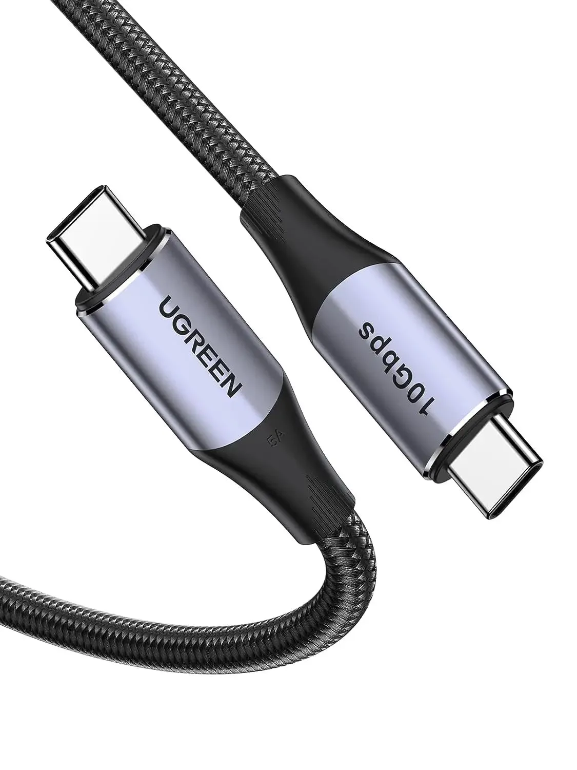 UGREEN 1m 100W PD USB-C 3.1 Gen 2 male to USB-C Cable, 10Gbps/4K@60Hz Video/Audio/Thunderbolt 3 Compatible for MacBook Pro/Air, Huawei Matebook, iPad Pro 2020, Chromebook, Samsung Galaxy S20/S10, Pixel (80150)