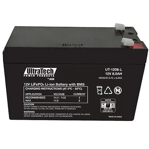 ULTRATECH 12V 8AH LITHIUM LIFEP04 BATTERY