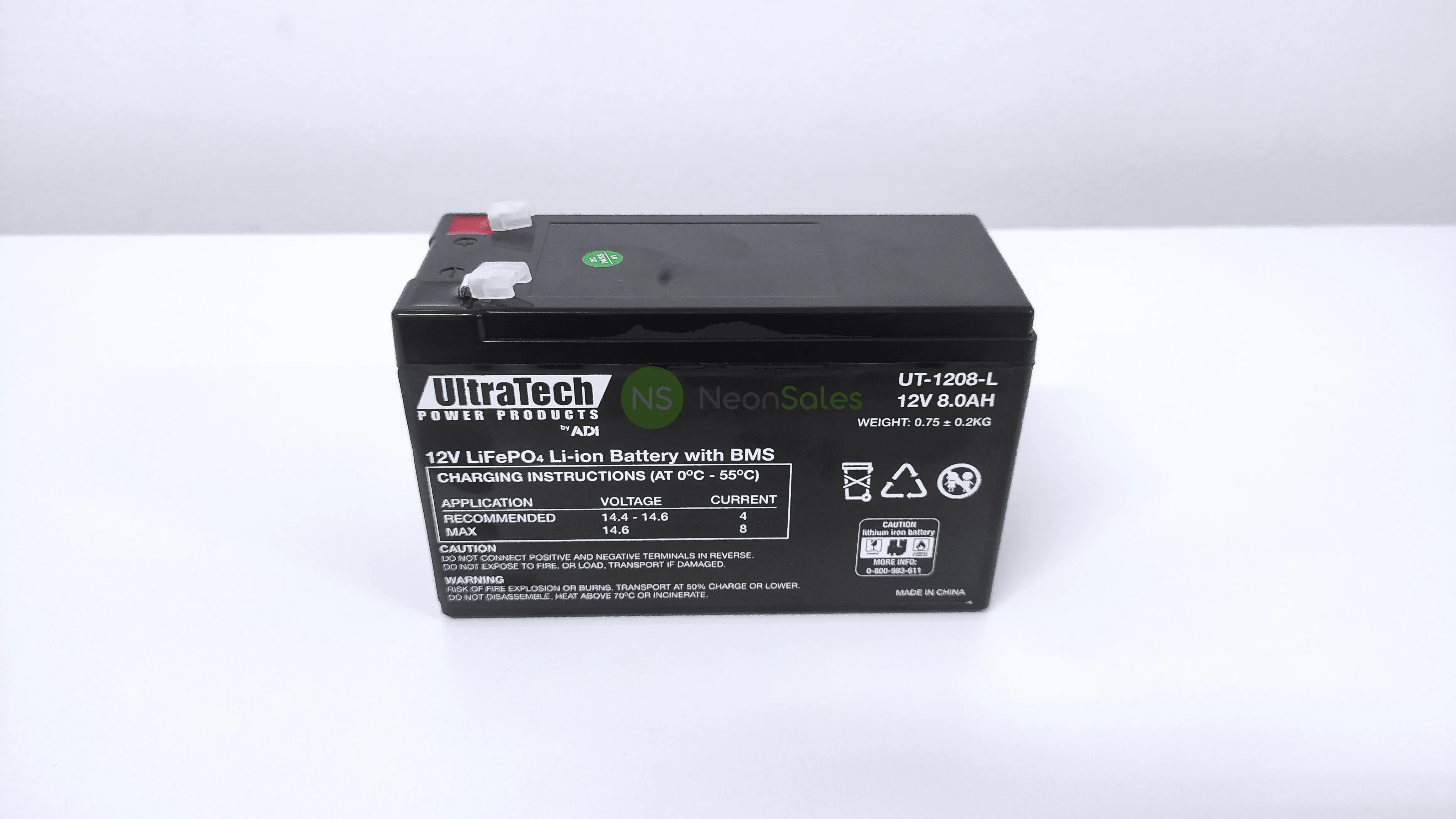 ULTRATECH 12V 8AH LITHIUM LIFEP04 BATTERY