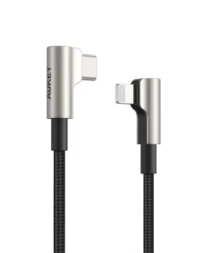 USB-C to Lightning Cable Right Angle 90 Degree 6.6ft Braided Nylon MFi-Certified
