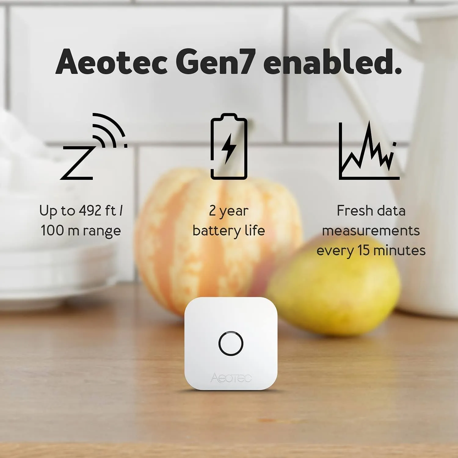 (USED/OPEN-BOX) Aeotec ZWA039 aerQ Temperature & Humidity Sensor (Z-Wave Plus)