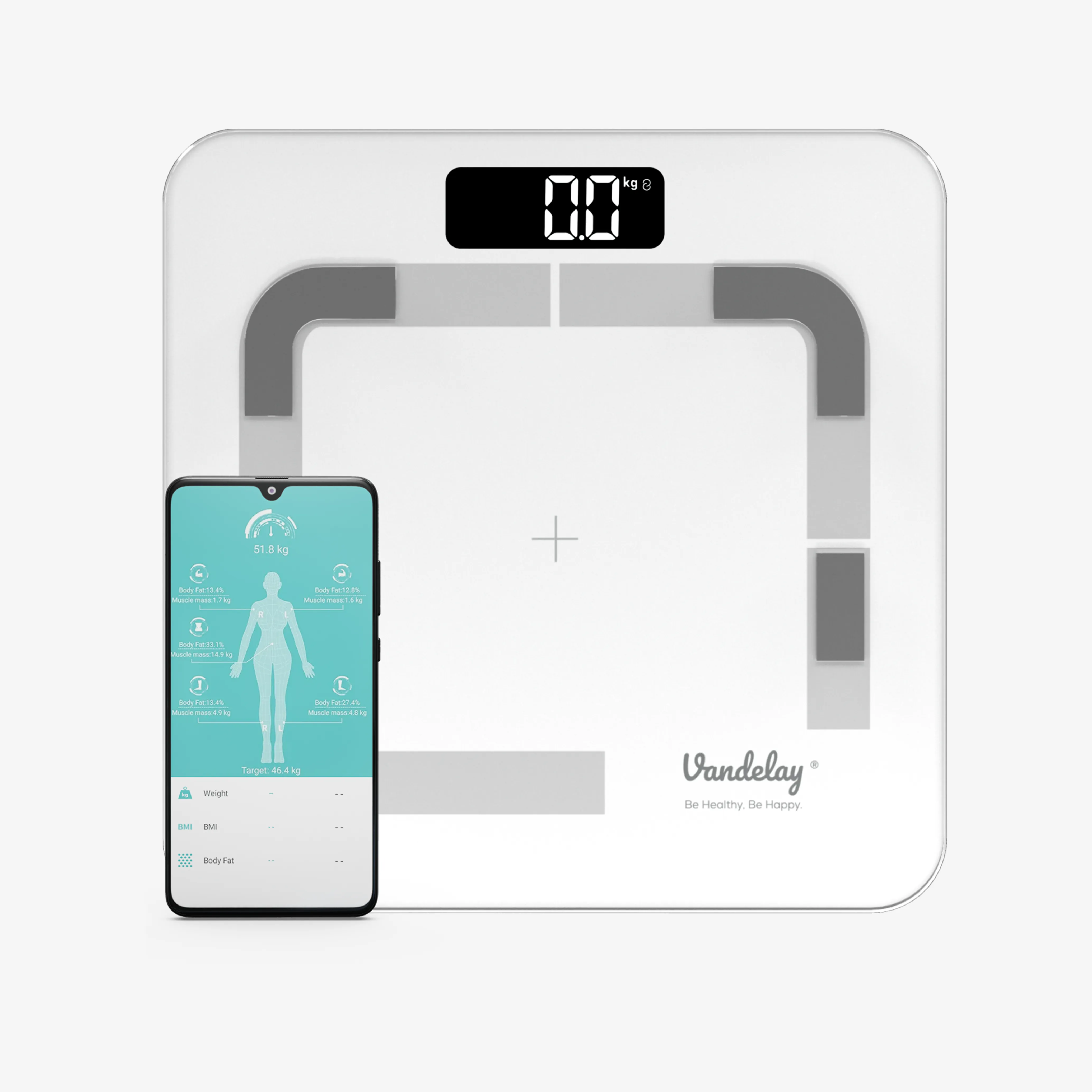 Vandelay Sleek Smart Digital Bluetooth BMI Electronic Weighing Scale ( White )
