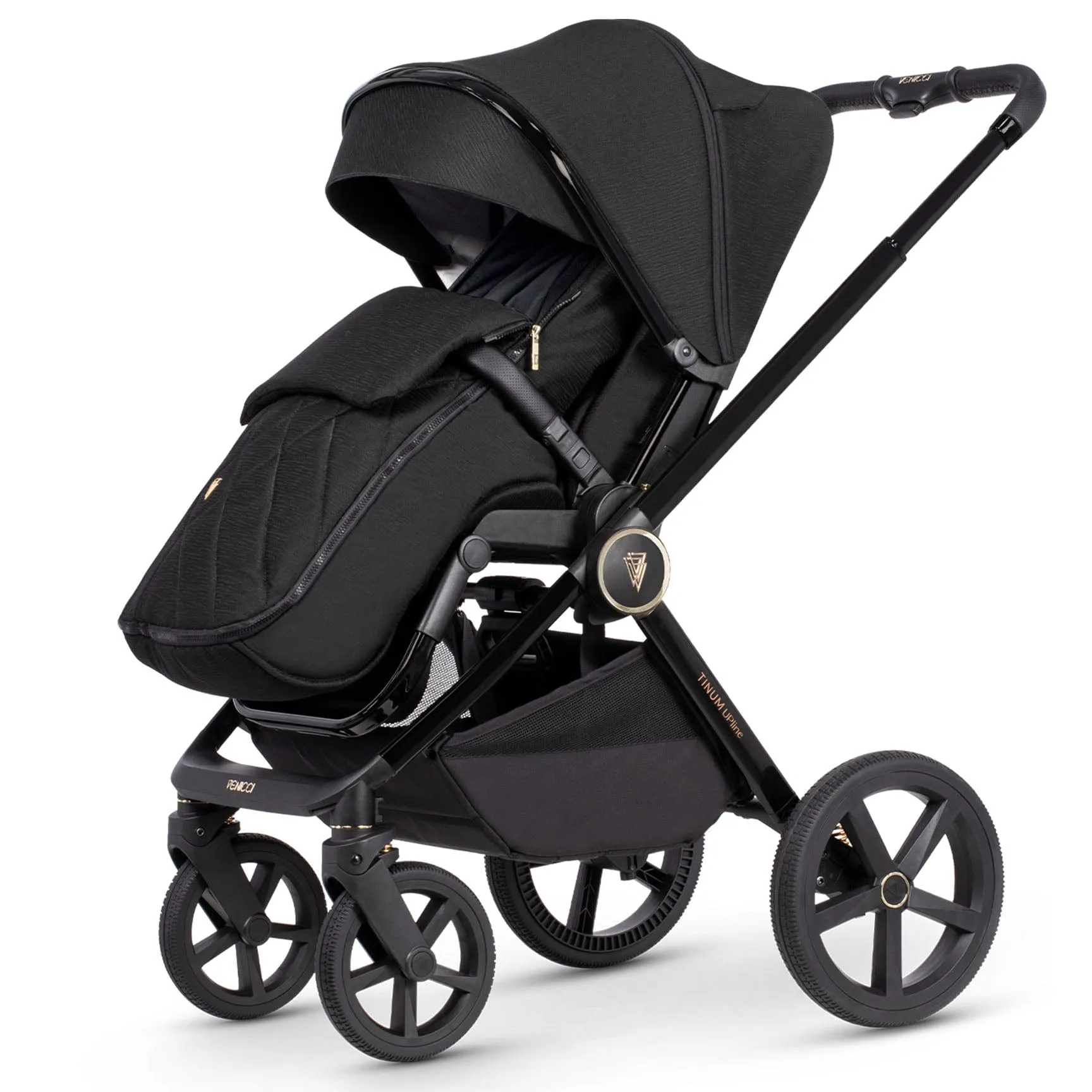 Venicci Tinum Upline Complete Travel System Bundle in All Black
