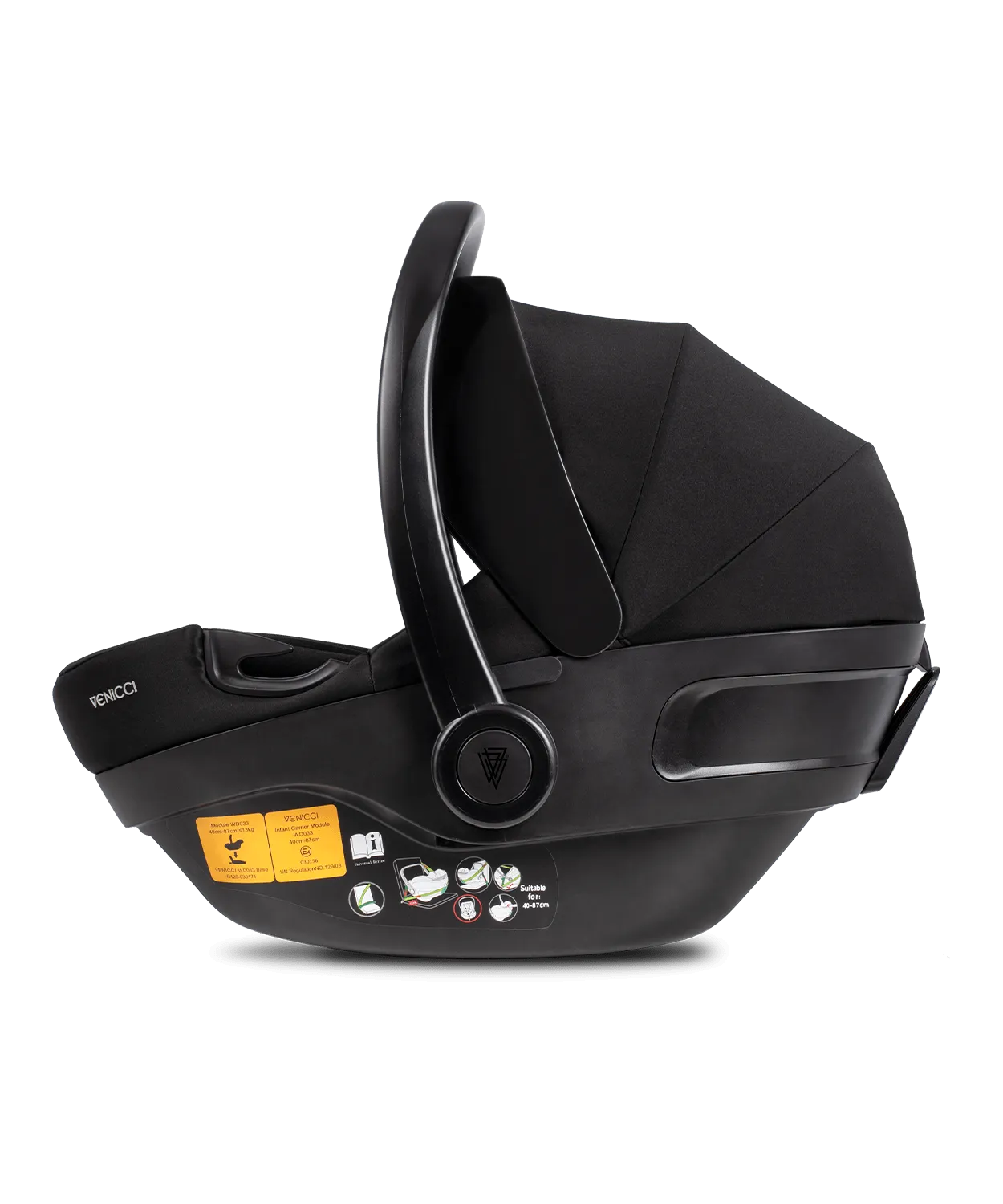 Venicci Tinum Upline Complete Travel System Bundle in All Black