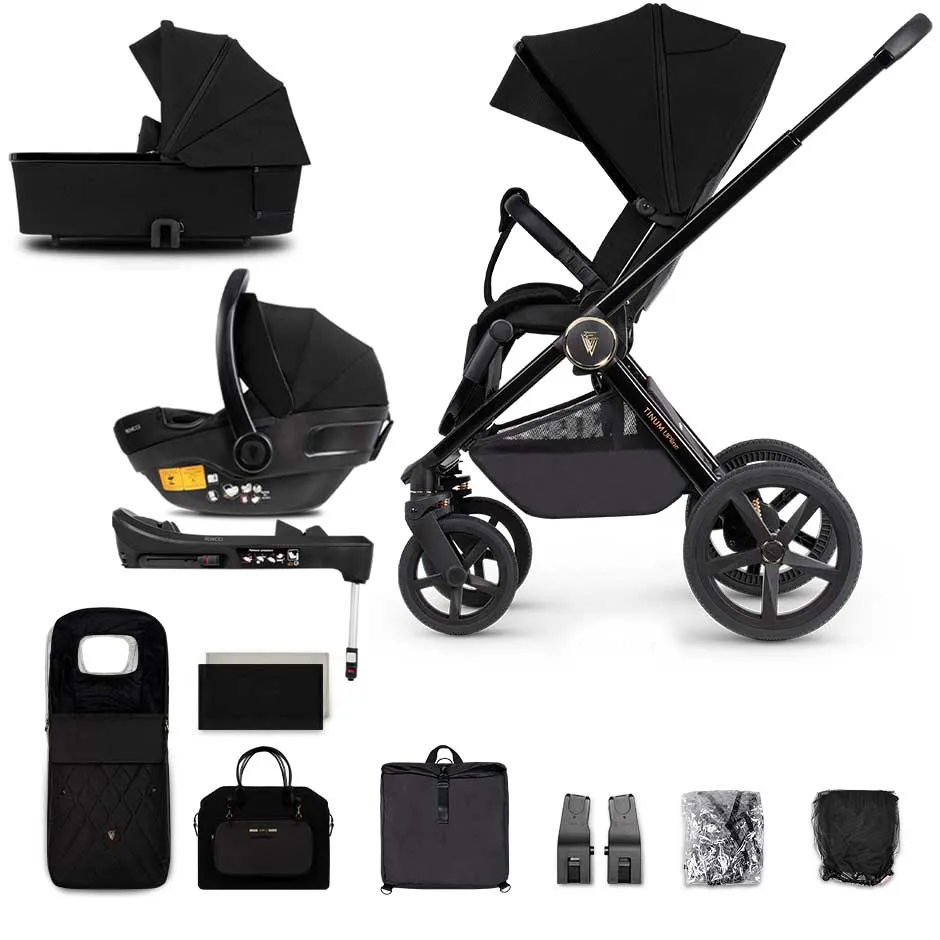 Venicci Tinum Upline Complete Travel System Bundle in All Black