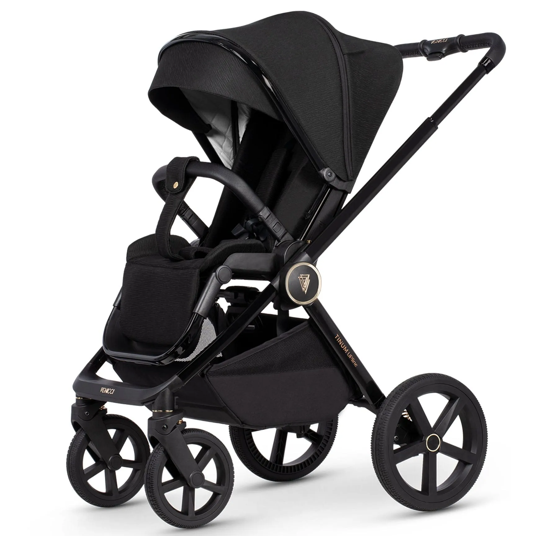 Venicci Tinum Upline Complete Travel System Bundle in All Black