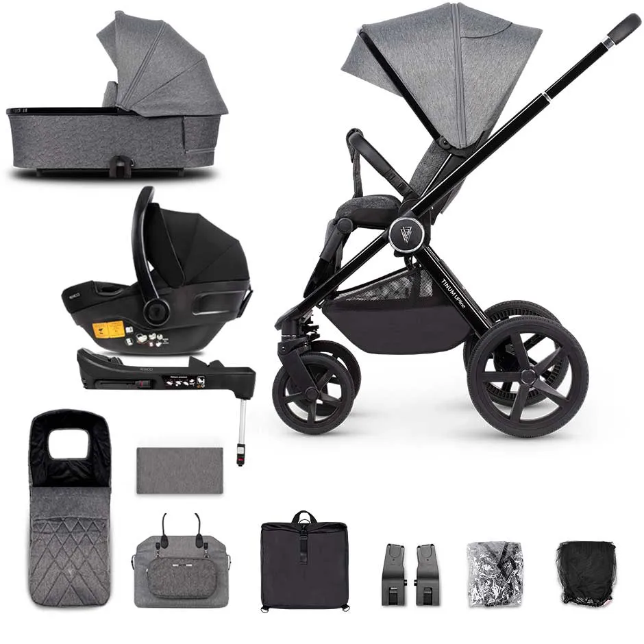 Venicci Tinum Upline Complete Travel System Bundle in Slate Grey