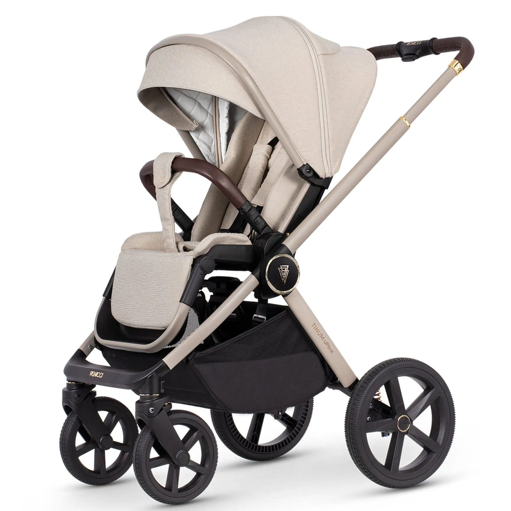 Venicci Tinum Upline Complete Travel System Bundle in Stone Beige