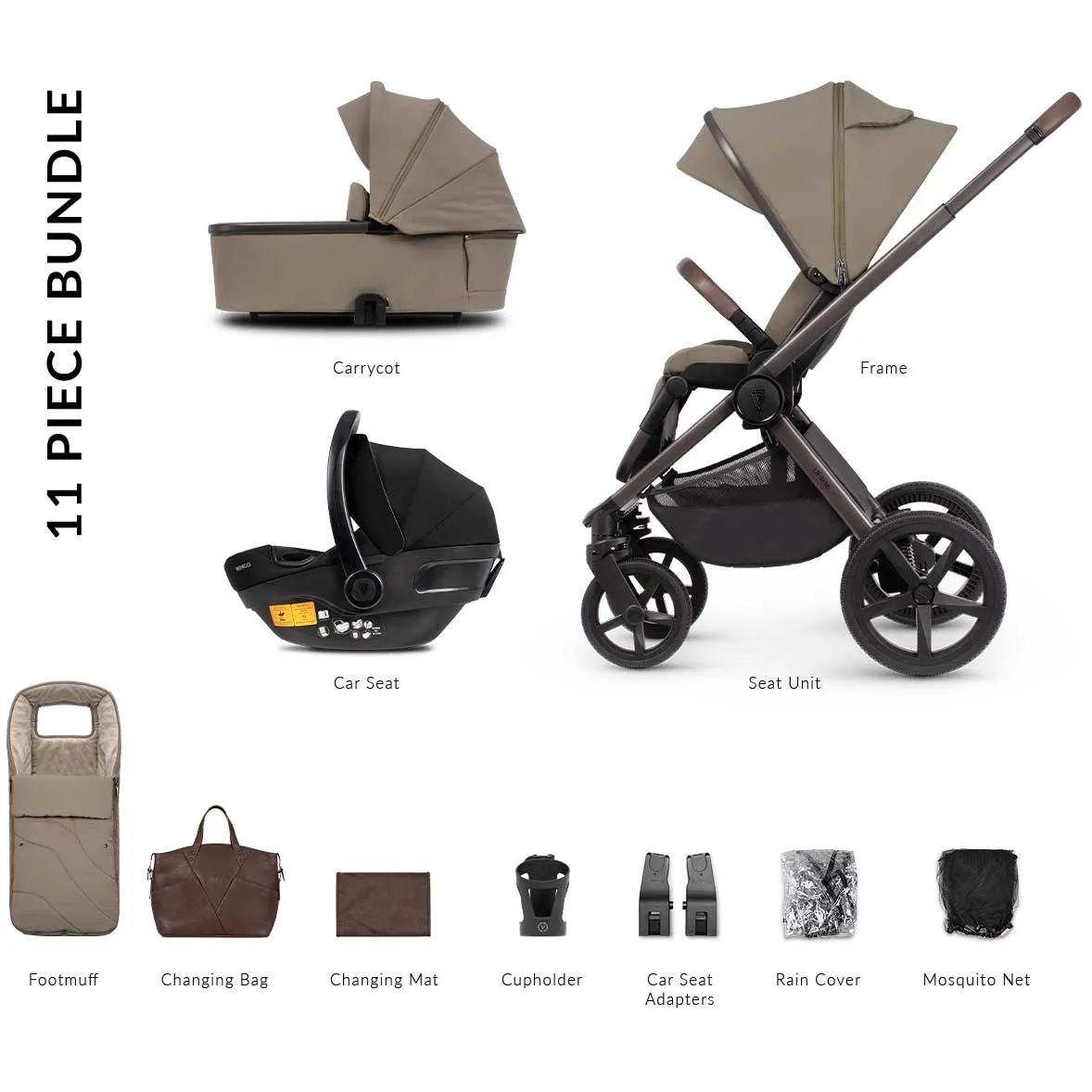 Venicci Tinum Upline SE Complete Travel System Bundle in Powder